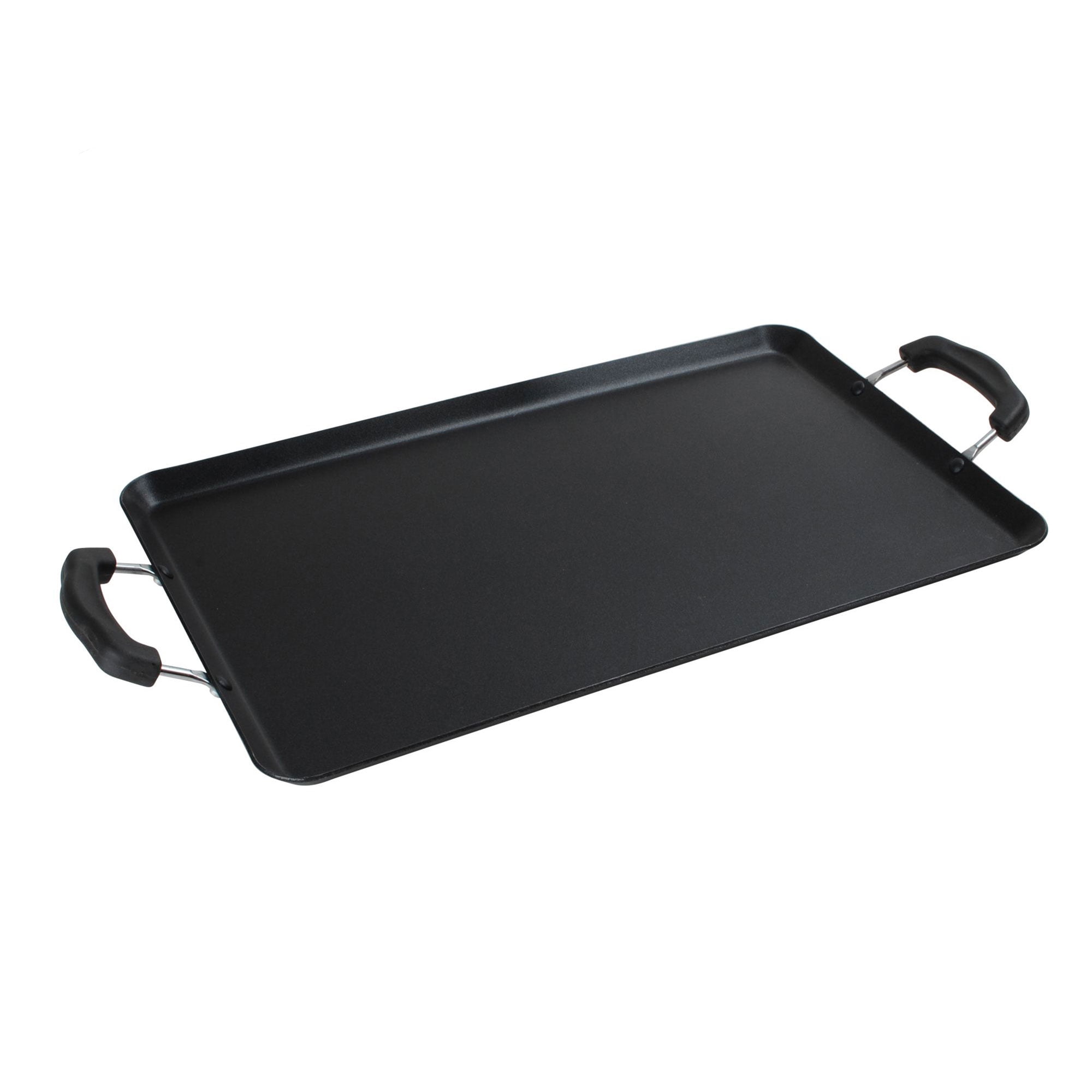 Alpine Cuisine Aluminum Griddle Pan 19x11in | Nonstick Coating & Heat Resistant | Gas Stove Griddle for Cookware with Double Handle - Ideal for BBQ & Serving Pancakes, Hand Wash - Gray