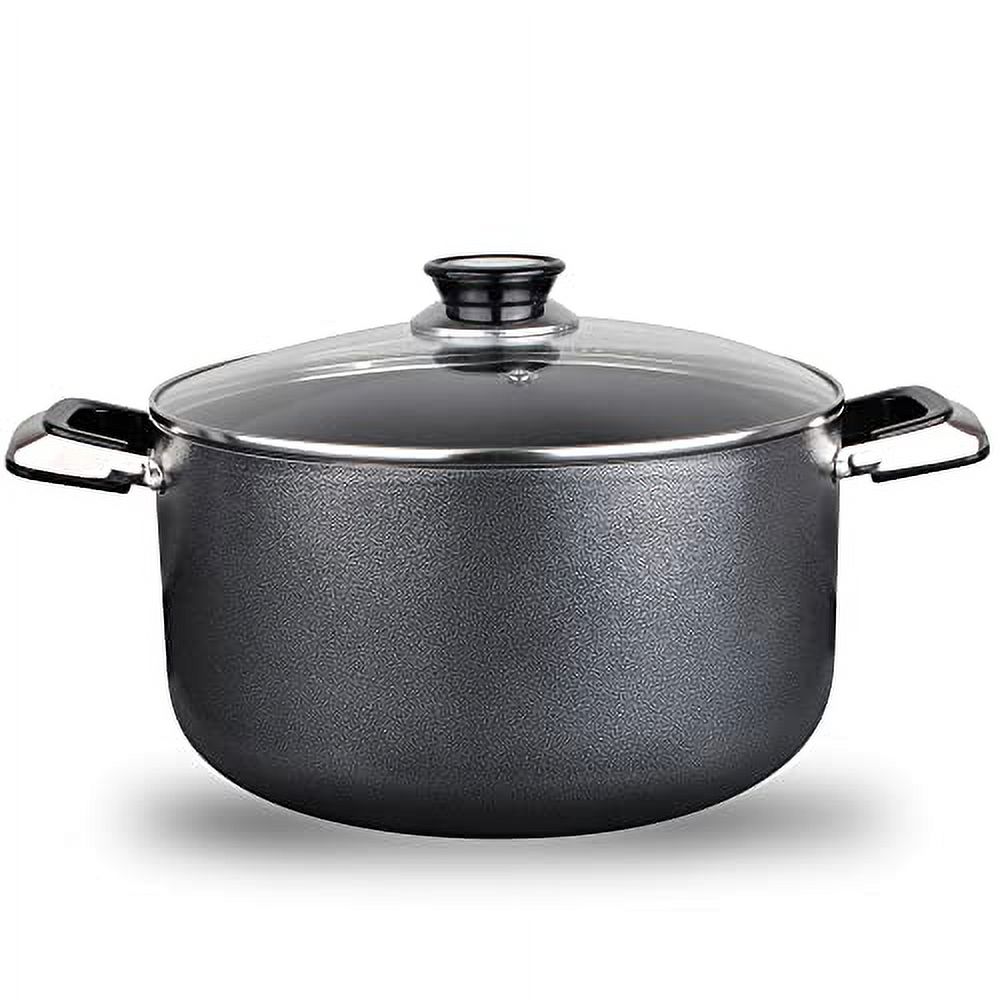 Alpine Cuisine 10 Quart Nonstick Stock Pot with Tempered Glass Lid and Carrying Handles, Multi