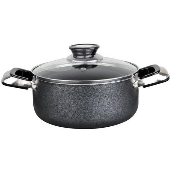 Alpine Cuisine 3-Quart non-stick aluminum Dutch oven with tempered glass lid and carrying handles