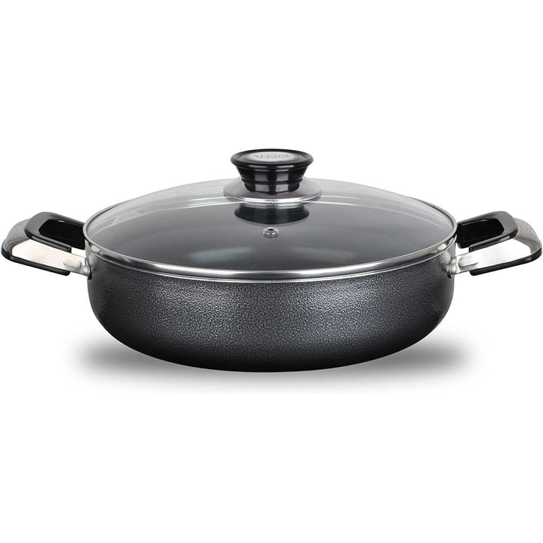 Tradition 4.5 qt. Round Cast Aluminum Nonstick Dutch Oven in Gray with Glass Lid Tradition 4.5 qt. Round Cast Aluminum Nonstick Dutch Oven in Gray with Glass Lid