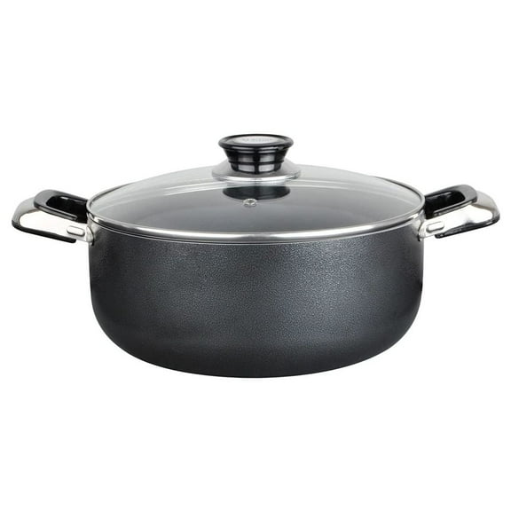Alpine Cuisine 4 Quart Aluminum Non-Stick Dutch Oven Pot with Glass Lid