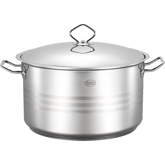 Alpine Cuisine 6.3-Quart Stainless Steel Dutch Oven with Lid & Easy Cool Handle, Food Grade Stainless Steel Heavy Duty, Commercial Grade Healthy Cookware kitchen Dutch oven, Dishwasher Safe
