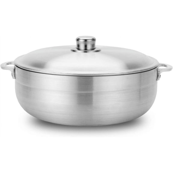Alpine Cuisine 7-Quart Gourmet Aluminum Caldero Stock Pot, Cooking Dutch Oven Performance for Even Heat Distribution, Perfect for Serving Large & Small Groups, Riveted Handles, Commercial Grade