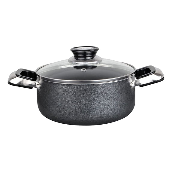 Alpine Cuisine Aluminum Non-Stick Dutch Oven Pot with Glass Lid, 10 Quart, Gray