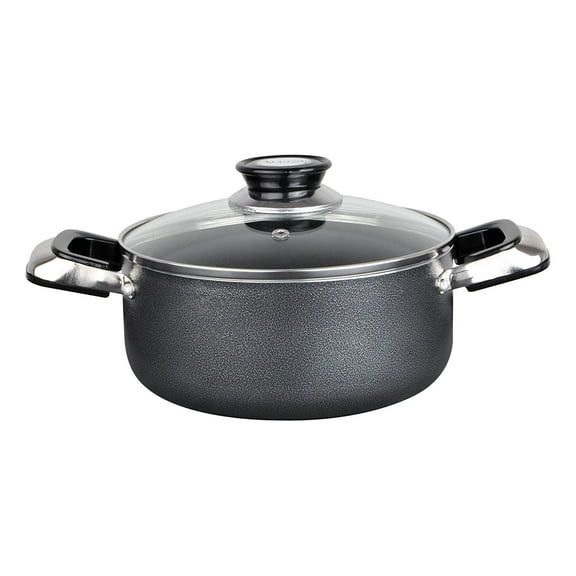 Alpine Cuisine Aluminum Non-Stick Dutch Oven Pot with Glass Lid, 10 Quart, Gray