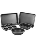 thumbnail image 1 of Alpine Cuisine Baking Set 5-Piece - Nonstick Carbon Steel Bakeware Set - Grey Baking Sets for Kitchen, Includes Loaf Pan, Round Pan, 6 Cup Muffin Pan, Roaster Pan, Cookie Sheet, Dishwasher Safe, 1 of 7