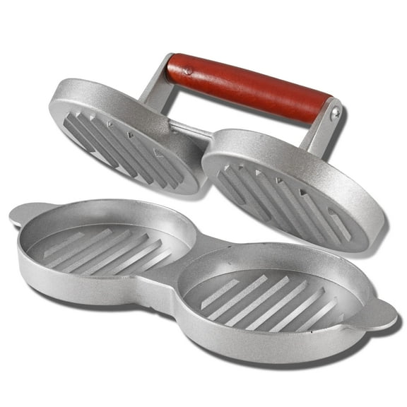 Alpine Cuisine Burger Press with Wood Handle, Hamburger Press Patty Maker, Non-Stick & Easy to Clean, Suitable for Meat Grill Press Beef Cheese Veggie Burger Maker for Grill Griddle Barbecue