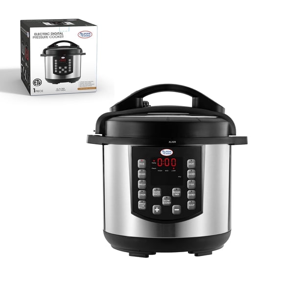 Alpine Cuisine Electric Digital Pressure Cooker 12 Set Multifunction | Durable Aluminum Cooking Pot Non-Stick Coating | 12 Presenting Different Functions & 10 Safety Mechanisms | Color Box Packing