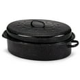 thumbnail image 1 of Alpine Cuisine Enamel Oval Roaster | Carbon Steel Oval Roasting Pan 18x14-Inch | Non-Stick Marble Coating with Lid | Oven & Dishwasher Safe | Even Heat Distribution | Ideal for Large & Small Servings, 1 of 7