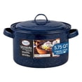 thumbnail image 1 of Alpine Cuisine Enamel Steel Dark Blue Speckle Stock Pot 5.75qt with Lid, Healthy Cookware Commercial Grade Stockpots, Multi Cooking Pot for Stew, Sauce & Reheat Food, Compatible for Family Meals, 1 of 7