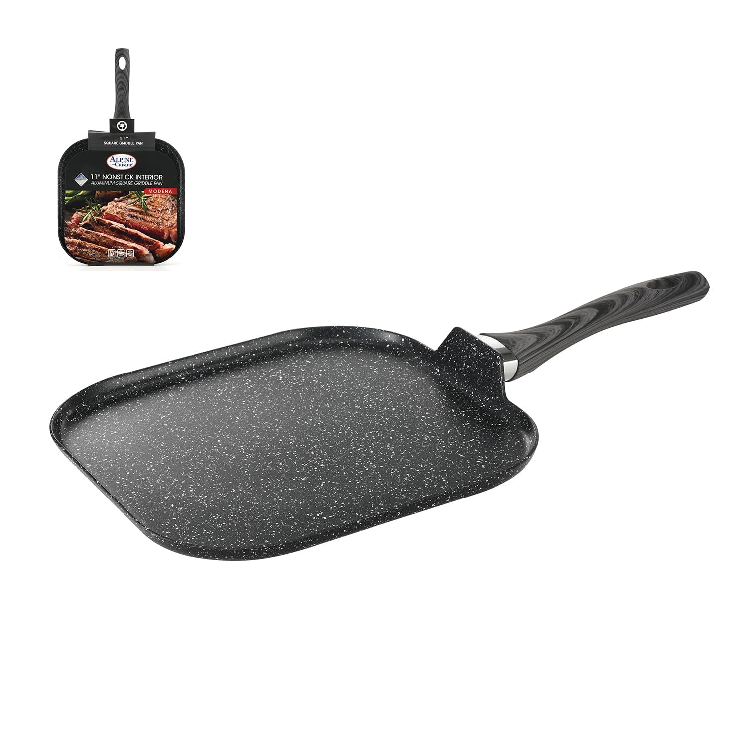 Alpine Cuisine Flat Griddle Pan Aluminum 11 Inch Nonstick with Marble ...