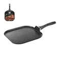 thumbnail image 1 of Alpine Cuisine Flat Griddle Pan Aluminum 11 Inch Nonstick with Marble Coating & Wood Like Soft Touch Handle, Heat Resistant & Easy to Clean, Color Sleeve Packing, Suitable for Egg Omelet & Fish -Black, 1 of 1
