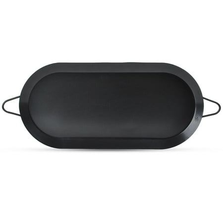 Alpine Cuisine Nonstick Oval Comal Griddle 17.5x8-Inch - Black Carbon Steel Tortilla Comal with Double Handle - Durable, Heavy Duty Comal for Cooking - Even-Heating