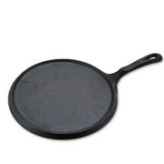 Alpine Cuisine Round Comal Cast Iron 10 Inch Seasoned Coating Black with Durable Single Handle   Comfortable Comal For Cooking, Even Heating & Versatile Kitchen Cookware Color Sleeve Bag Packing