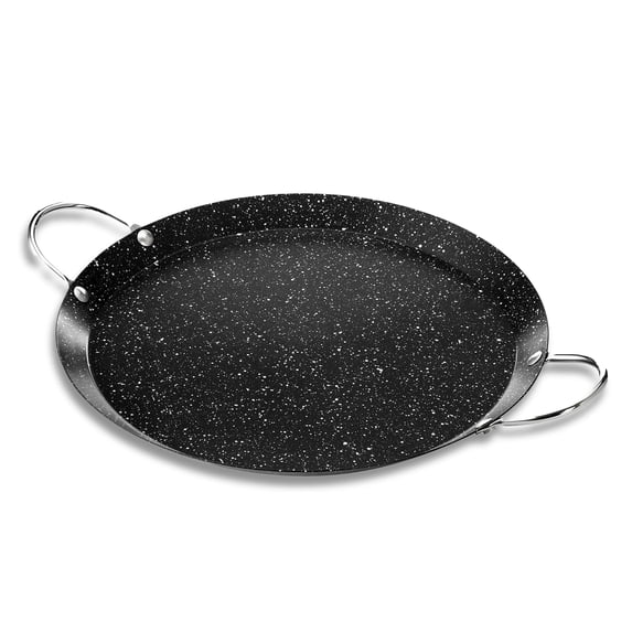Alpine Cuisine Round Comal Griddle 9.5 Inch - Black Griddle with Durable Double Handle - Durable, Heavy Duty Comal for Cooking - Even-Heating