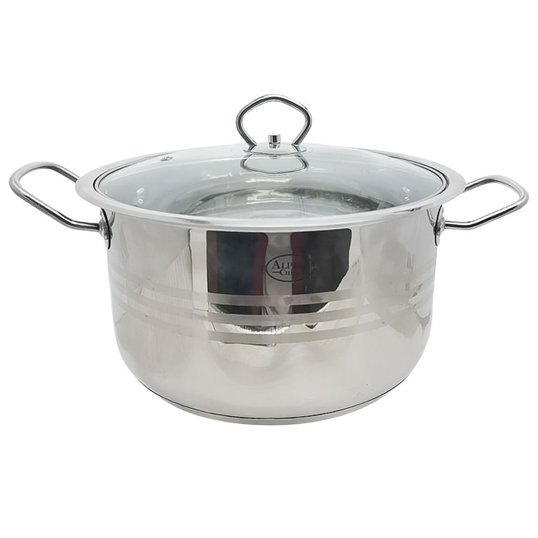 Alpine Cuisine 3-Quart Aluminum Non-Stick Dutch Oven with Glass Lid, Gray