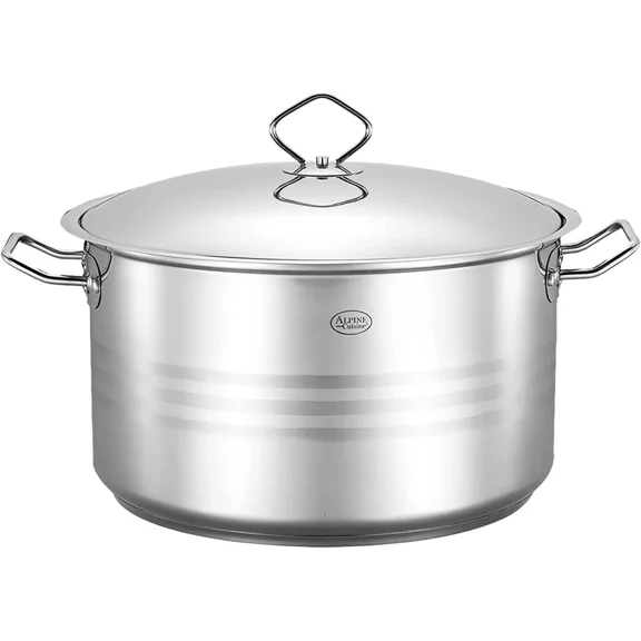 Alpine Cuisine Stainless Steel Dutch Oven with Lid & Easy Cool Handle, Food Grade Stainless Steel Heavy Duty, Commercial Grade Healthy Cookware kitchen Dutch oven, Dishwasher Safe-12.2 Quart