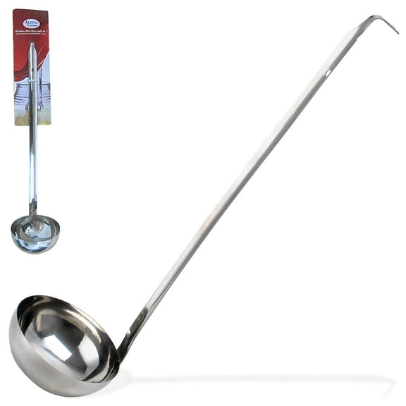 Alpine Cuisine Stainless Steel Ladle with Long Handle - Best Kitchen Accessories for Stirring, Portioning and Serving Ladle scoop - Chili and Stew in Restaurant and at Home - Easy to Clean