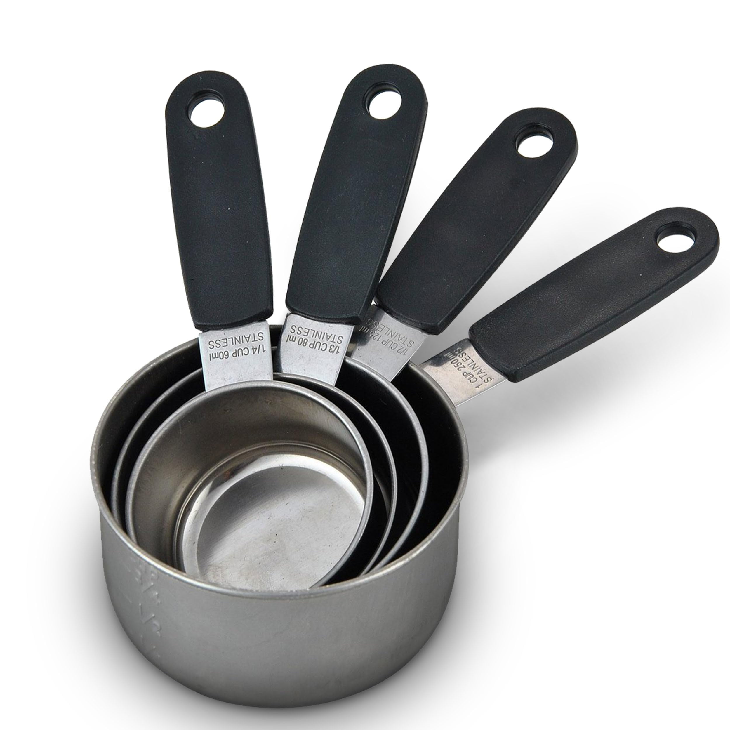 Alpine Cuisine Stainless Steel Measuring Cups 4 Pieces | Kitchen Gadgets for Cooking, Salts, Sugar & Baking - Portable Measuring Spoon for Home Kitchen & Dishwasher Safe
