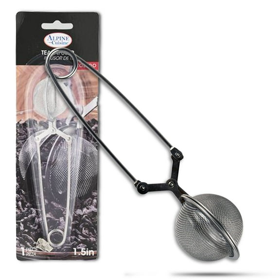 Alpine Cuisine Stainless Steel Mesh Tea Ball Strainer 1.5-Inches with Handle for Loose Leaf Tea Steeper, Embedded Design Perfect for Tea Ball Infuser Tea Filter Tong-Dishwasher Safe