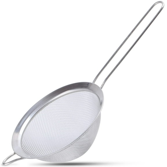 Alpine Cuisine Stainless Steel Strainer 8-Inch with Durable Mesh & Sturdy Handle - Kitchen Gadgets Tools & New Home Kitchen Essentials - Perfect for Sift, Strain, Drain, Oil & Tea