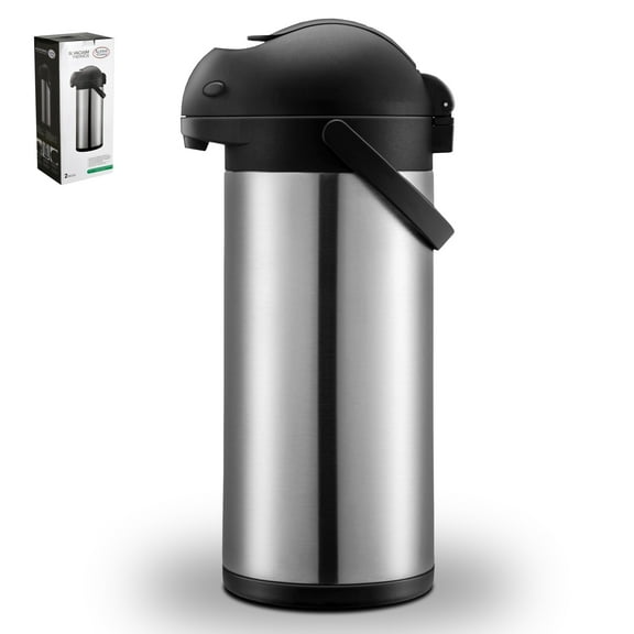 Alpine Cuisine Stainless Steel Thermos Vacuum 5-L Hand Pressed with Plastic Handle & Lid, Leak-Proof Sports drinks jug flask for Water Coffee Tea, Comfortable & Lightweight, Hot & Cold Beverage