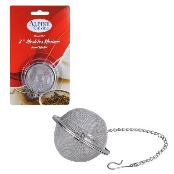 Alpine Cuisine Tea Strainer Mesh Ball 2in Stainless Steel, Tea Ball Filter with Extended Chain Hook for Brew Loose Tea Steepers & Dishwasher Safe, Great Gift for Tea Lovers