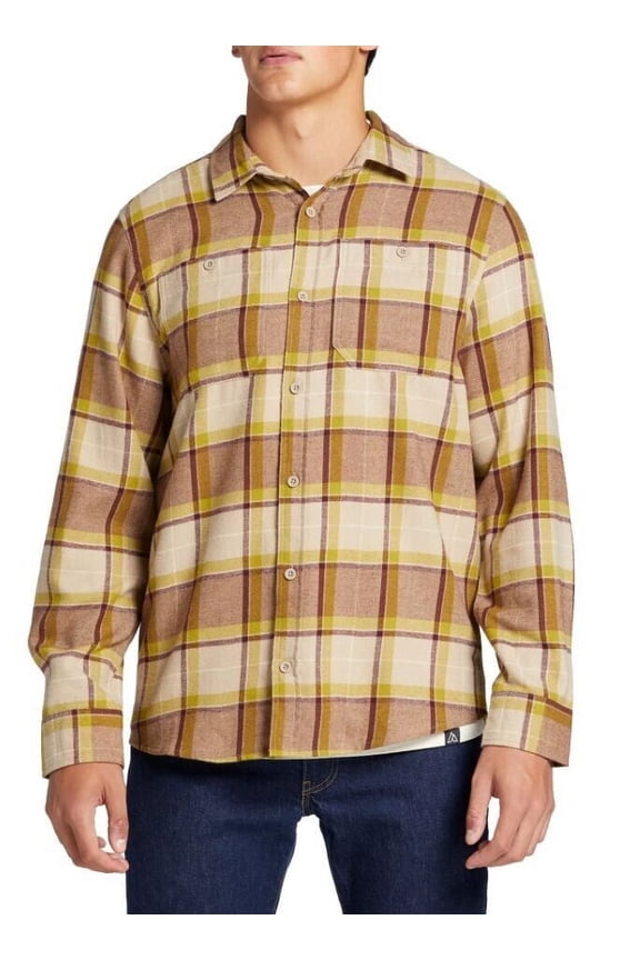 Men's Brushed Flannel Long Sleeve Shirt Size L