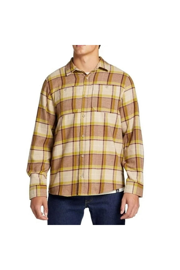 Men's Brushed Flannel Long Sleeve Shirt -(Size Medium)