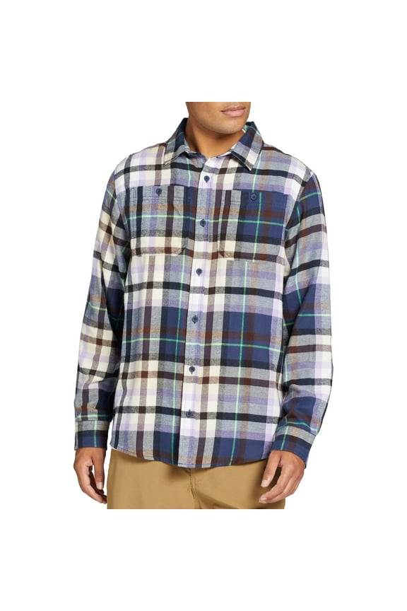 Men's Updated Brushed Flannel Long Sleeve Shirt - King Winter Plaid - (Large)