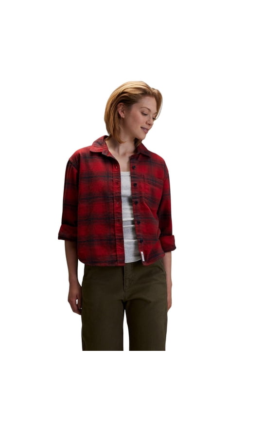 Women's Flannel, Large, Red Bison Plaid