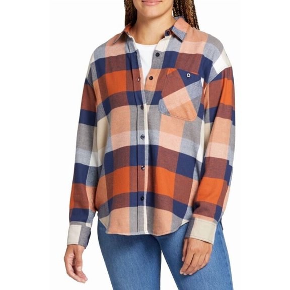 Alpine Design Women's Journey Oversized Flannel- Burnt Orange/Autumn- (Small)