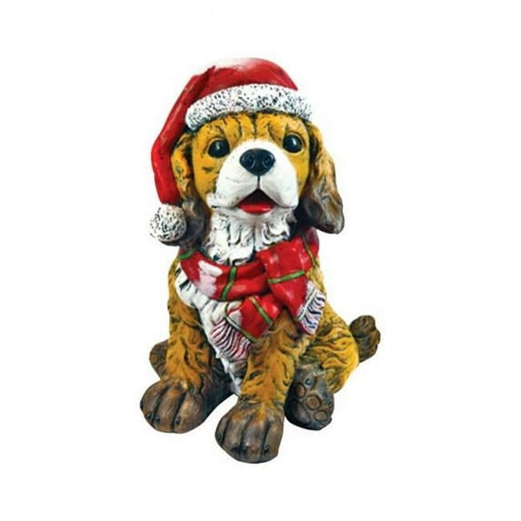 Alpine Dog with Santa Hat Christmas Decoration Brown Resin 16 in.