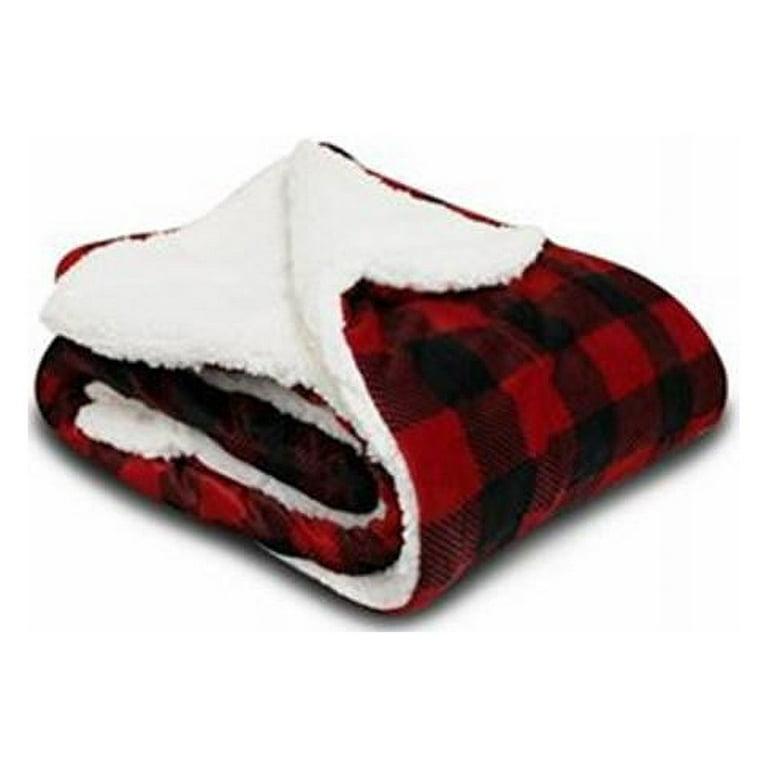Alpine Fleece B14366710 Micro Mink Sherpa Blanket Red Buffalo