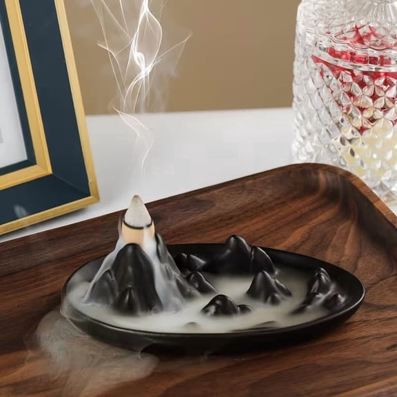 Alpine Flowing Water Backflow Incense Burner - Serene Home Dcor for Relaxation and Meditation