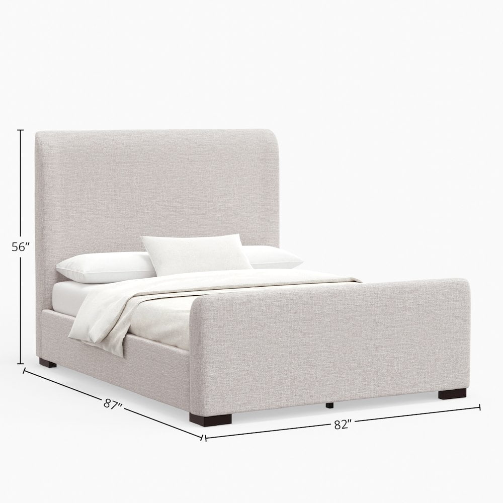 Adele Cream Linen Upholstered King Platform Bed with Wood Frame