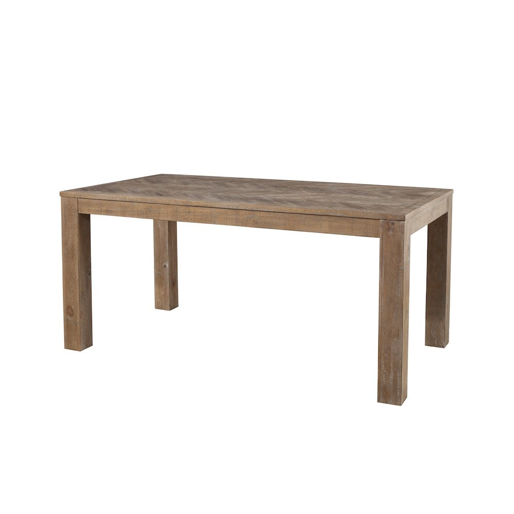 Reclaimed Pine Chevron 74" Rustic Dining Table in Weathered Natural