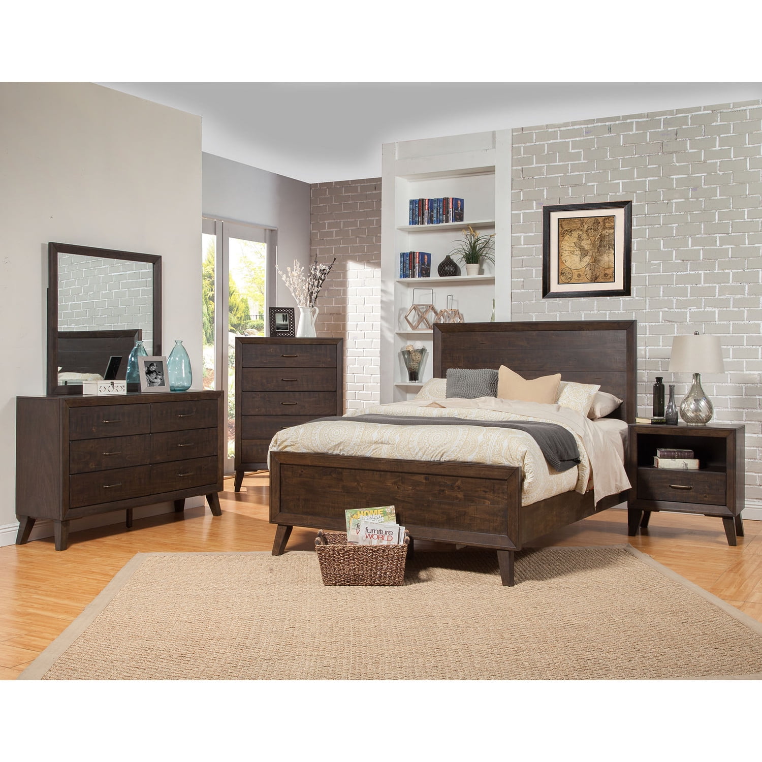 Alpine Furniture Alcott Panel Bed - Thumbnail 2