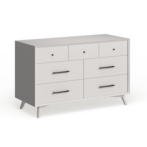 Alpine Furniture Alpine Flynn Mid-century 7-drawer Dresser WHITE Light Wood