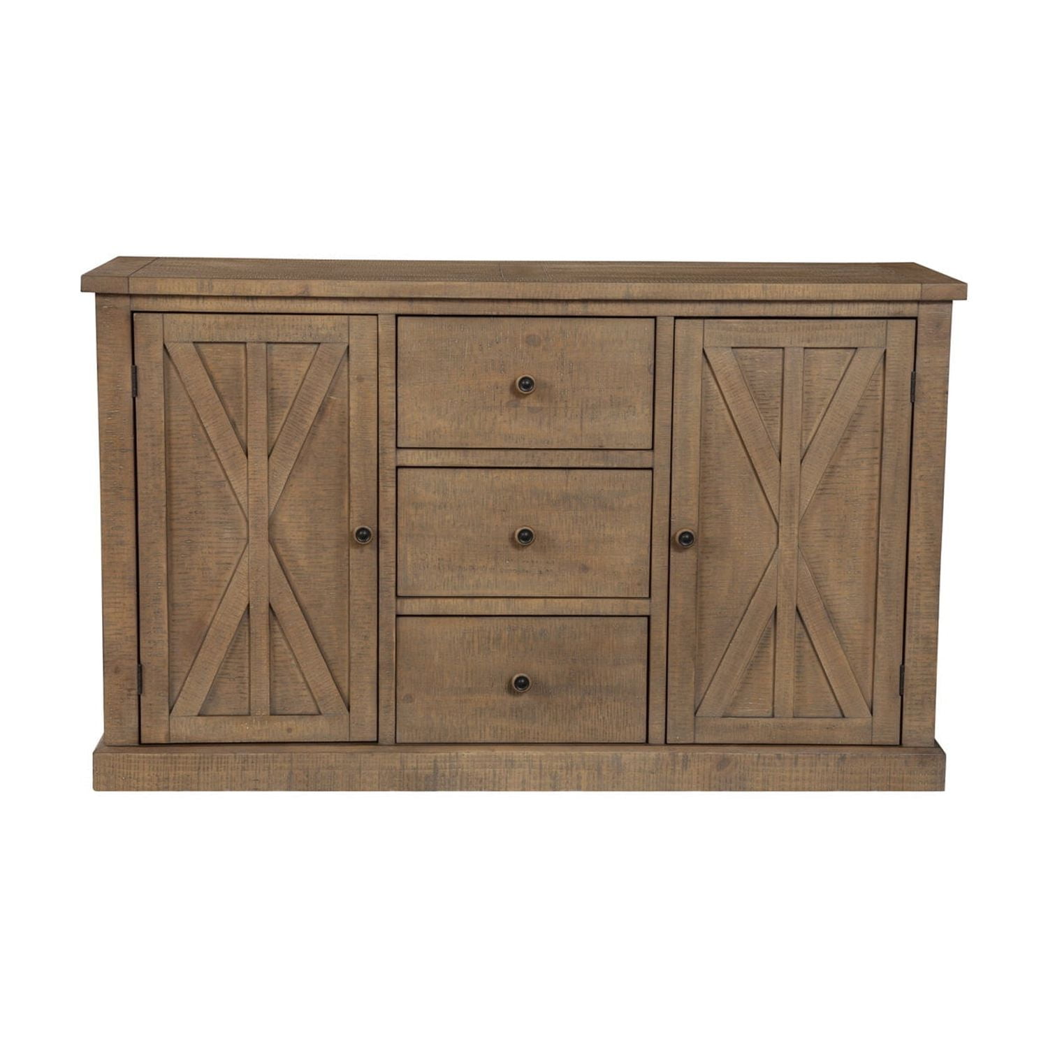 Arlo Rustic Modern Pine Sideboard with Metal Glides - Natural Brown