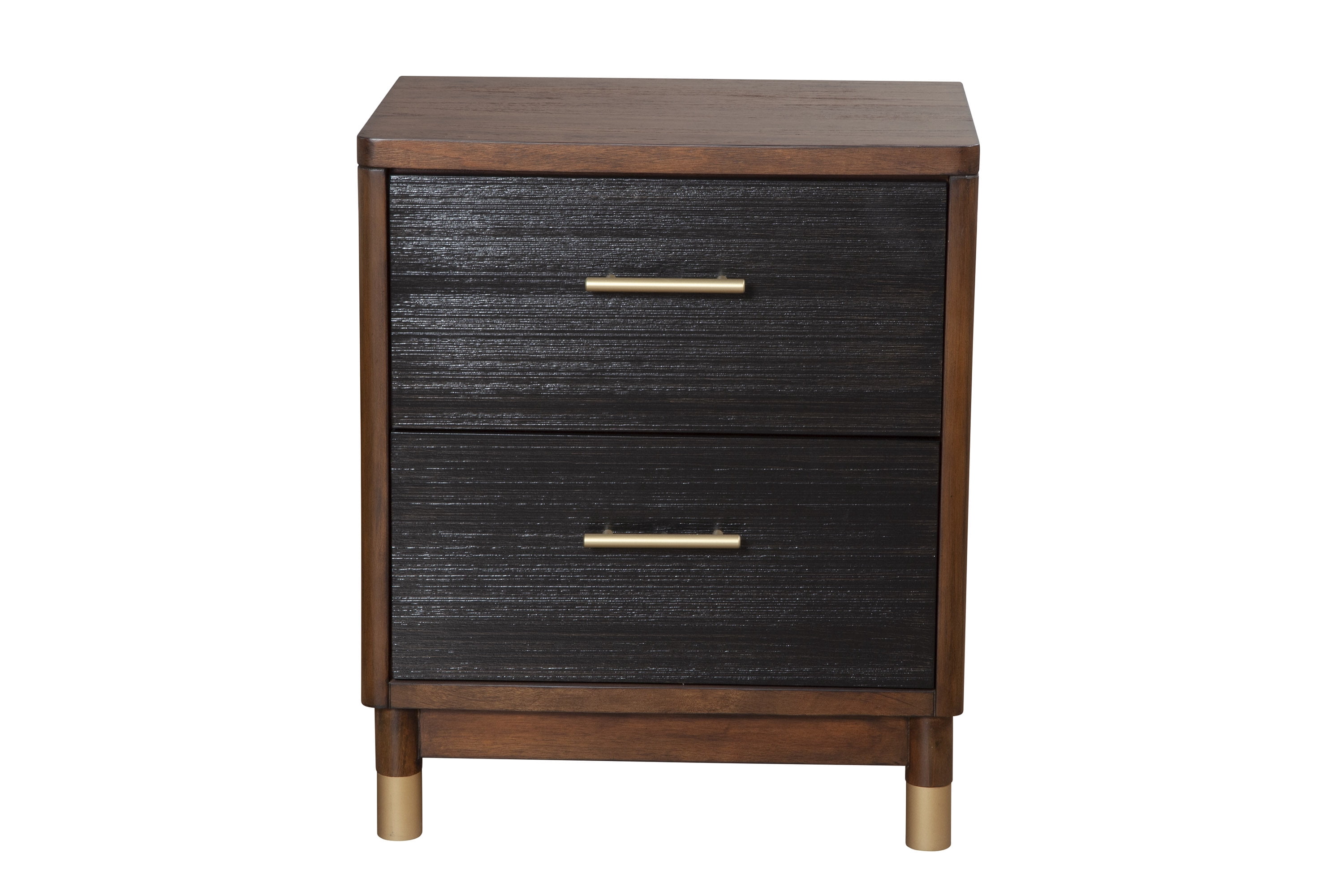 Alpine Furniture Belham 2 Drawer Wood Nightstand in Dark Walnut (Brown)