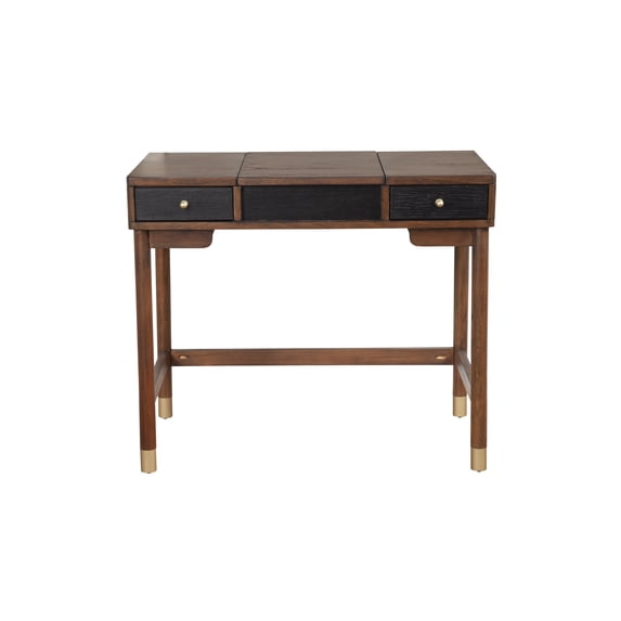 Alpine Furniture Belham Wood Bedroom Vanity in Dark Walnut (Brown) & Black