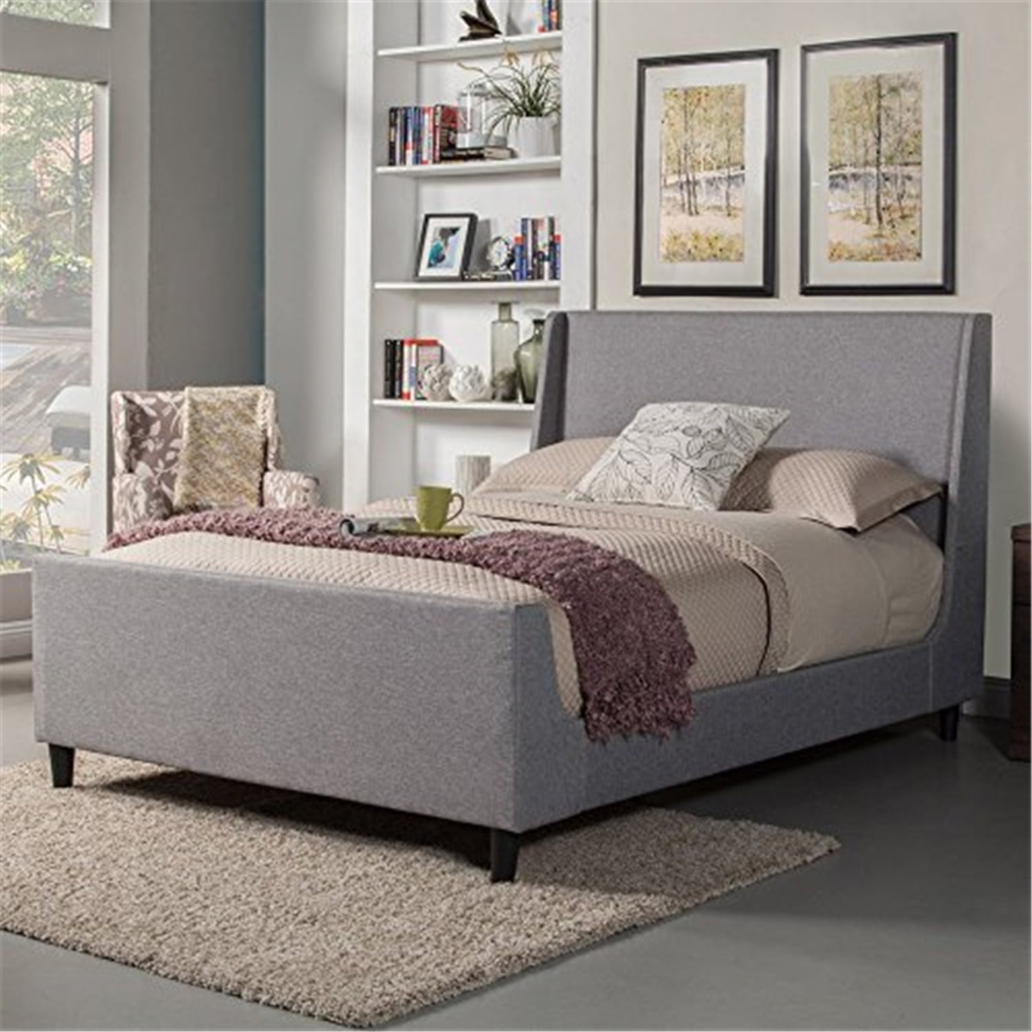 Alpine britney upholstered platform on sale bed