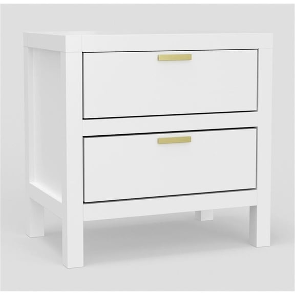 Alpine Furniture Carmel Wood 2 Drawer Nightstand in White