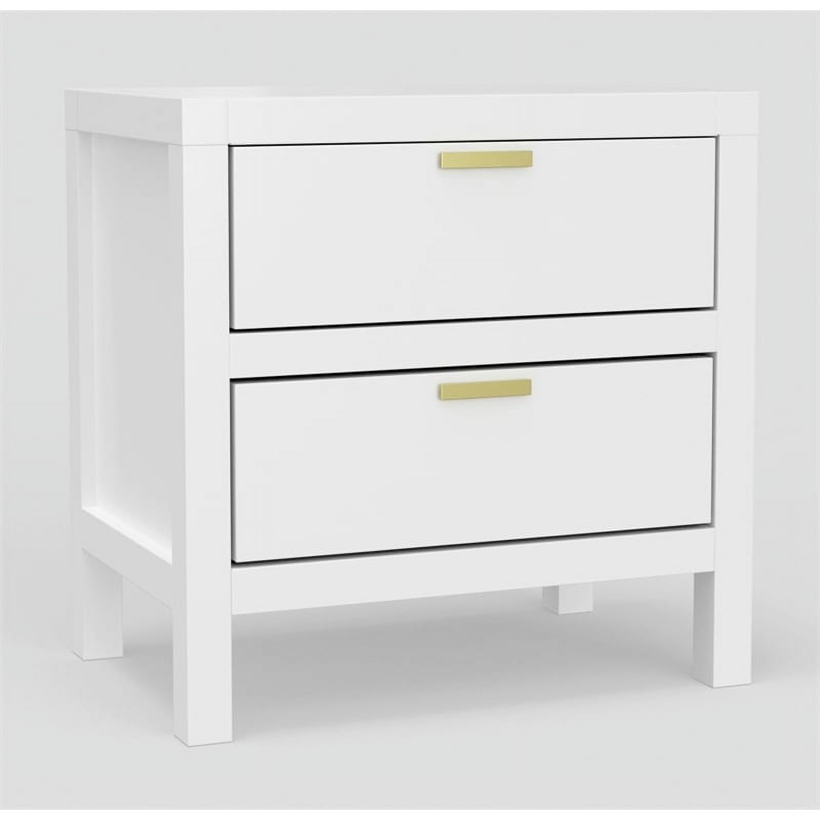 Alpine Furniture Carmel Wood 2 Drawer Nightstand in White