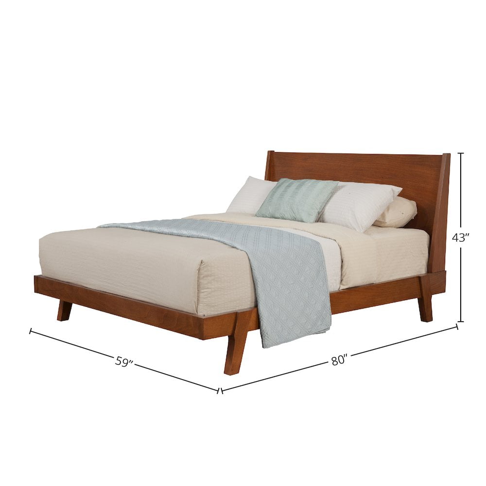 Dakota Acorn Brown Full Platform Bed with Mahogany Wood Frame