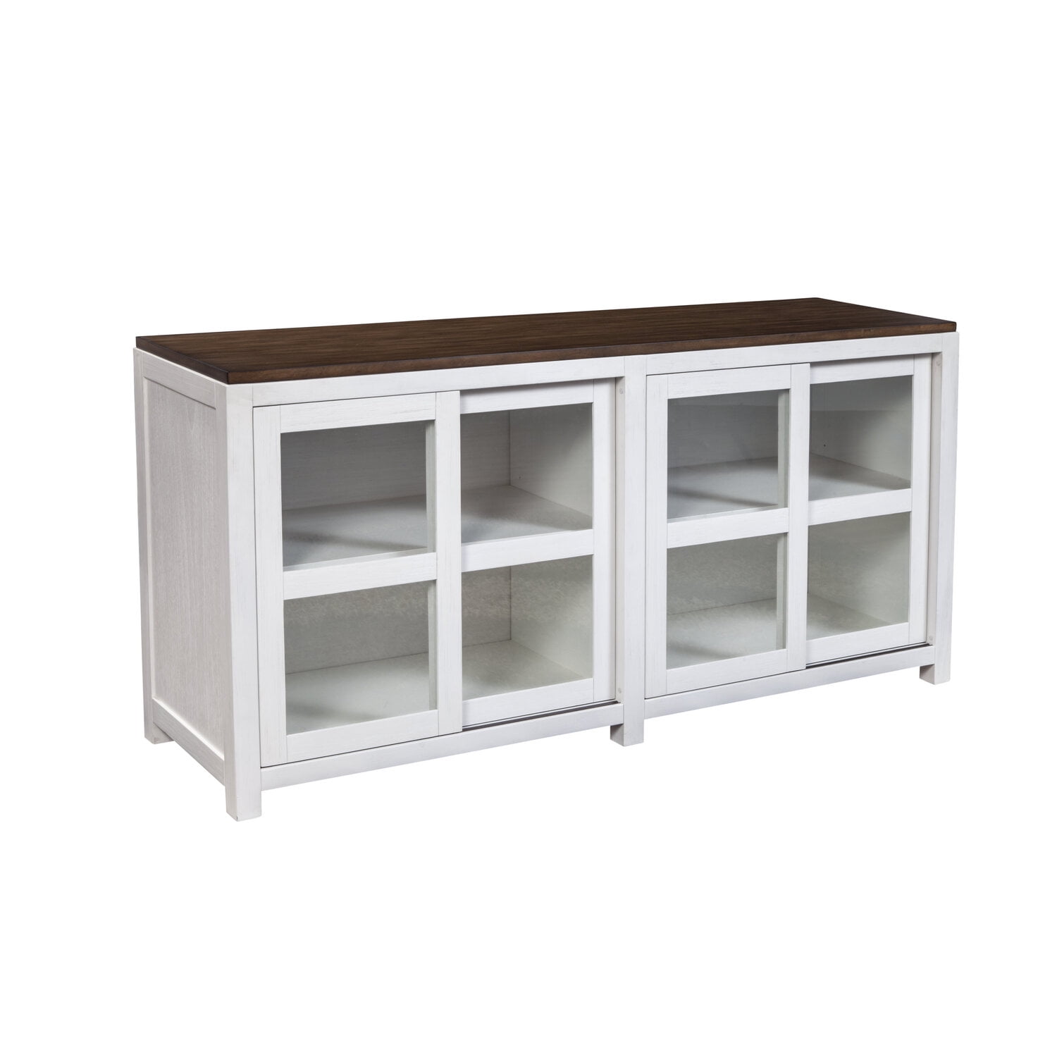 Donham Transitional Two-Tone Large Display Cabinet in Brown