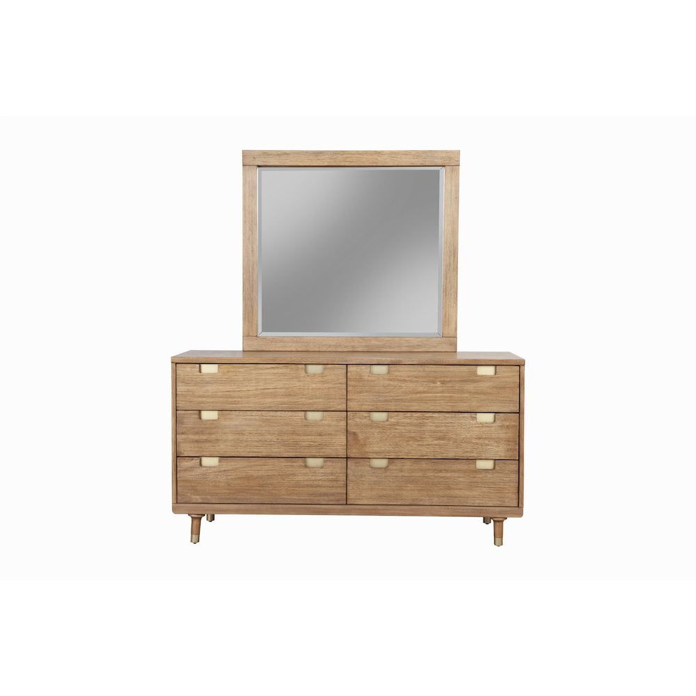 Easton Mid-Century Transitional Brown Double Dresser with Dovetail Drawers