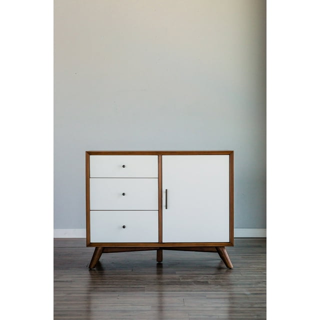 Alpine Furniture Flynn Accent Cabinet, Acorn/White