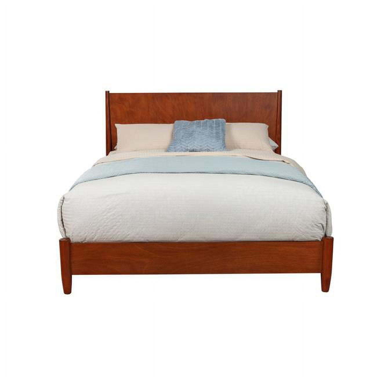 Elegant Mahogany Wood California King Platform Bed with Drawer, Acorn